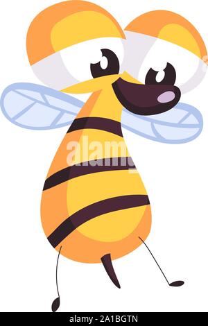 Sad bee, illustration, vector on white background. Stock Vector