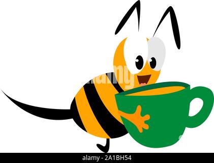 Cup with honey, illustration, vector on white background. Stock Vector