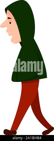 Green jacket, illustration, vector on white background. Stock Vector
