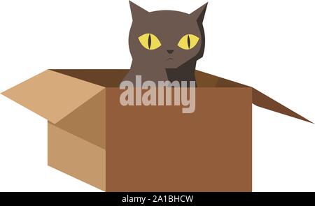 Cat box, illustration, vector on white background. Stock Vector
