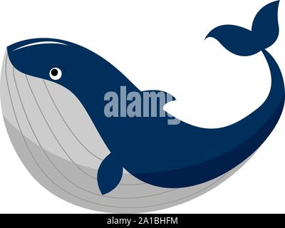 Big whale, illustration, vector on white background. Stock Vector