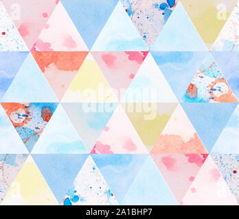 Abstract watercolor background with geometric color objects and ...