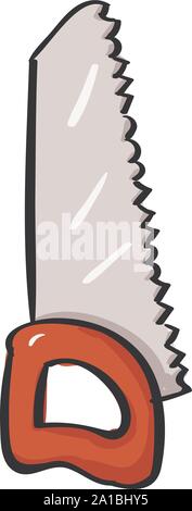 Small saw, illustration, vector on white background. Stock Vector