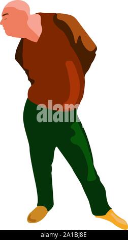 Bald man, illustration, vector on white background. Stock Vector