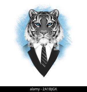 Portrait of Tiger in suit Stock Photo