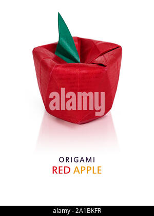 Origami red apple Stock Photo