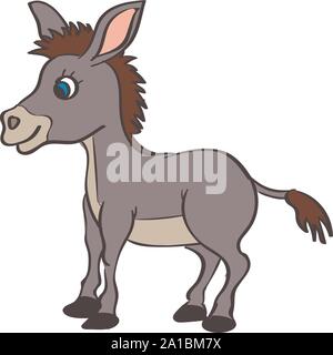 Small donkey, illustration, vector on white background. Stock Vector