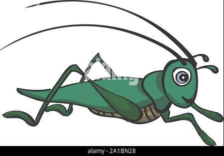 Grasshopper, illustration, vector on white background. Stock Vector