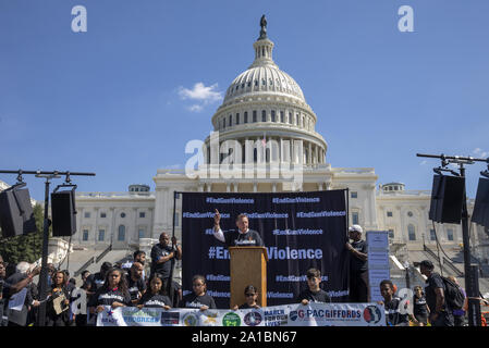 Washington, United States. 25th Sep, 2019. Father Michael Pfleger speaks at gun violence rally on Capitol Hill in Washington, DC on Wednesday, September 25, 2019. The event took place following the House Committee on the Judiciary hearing on 'Protecting America from Assault Weapons', and is held on National Remembrance Day for Murdered Victims. Photo by Tasos Katopodis/UPI Credit: UPI/Alamy Live News Stock Photo