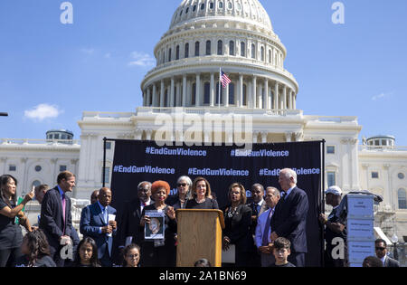 Washington, United States. 25th Sep, 2019. Speaker of the House Nancy Pelosi (D-CA) speaks at gun violence rally on Capitol Hill in Washington, DC on Wednesday, September 25, 2019. The event took place following the House Committee on the Judiciary hearing on 'Protecting America from Assault Weapons', and is held on National Remembrance Day for Murdered Victims. Photo by Tasos Katopodis/UPI Credit: UPI/Alamy Live News Stock Photo