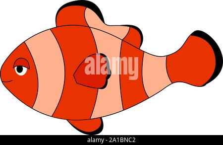 Clown fish, illustration, vector on white background. Stock Vector