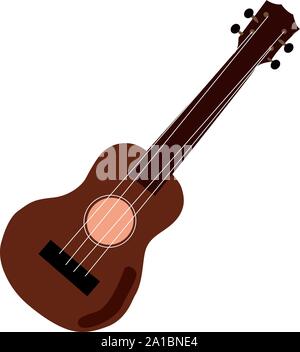 Red guitar, illustration, vector on white background. Stock Vector
