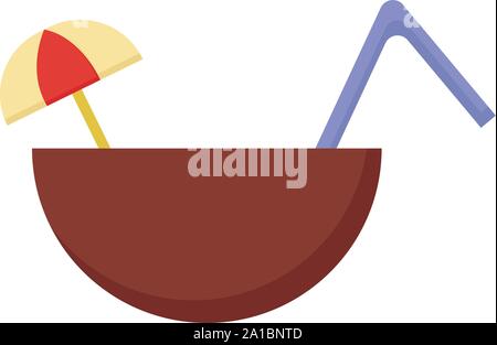 Coconut cocktail, illustration, vector on white background. Stock Vector