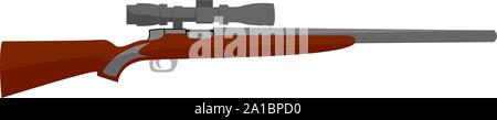 Sniper rifle, illustration, vector on white background. Stock Vector