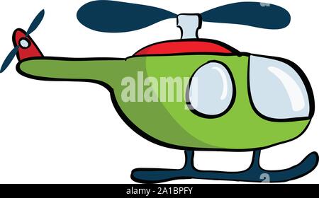Green helicopter, illustration, vector on white background. Stock Vector