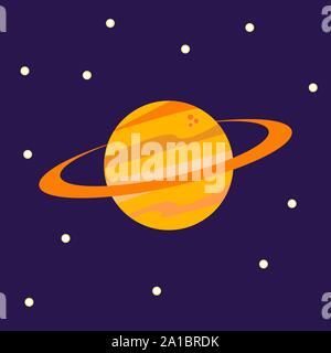 Saturn, illustration, vector on white background. Stock Vector