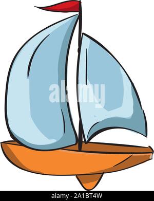 Little ship, illustration, vector on white background. Stock Vector