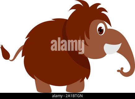 Mammoth, illustration, vector on white background. Stock Vector