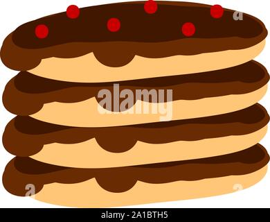Chocolate pancakes, illustration, vector on white background. Stock Vector