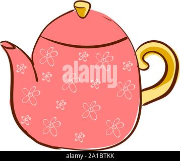 Pink teapot, illustration, vector on white background. Stock Vector