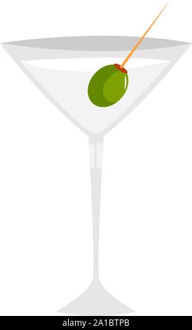 Martini with olive, illustration, vector on white background. Stock Vector