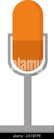Orange microphone, illustration, vector on white background. Stock Vector