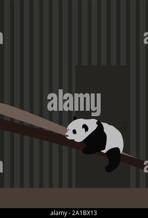 Panda sleeping, illustration, vector on white background. Stock Vector
