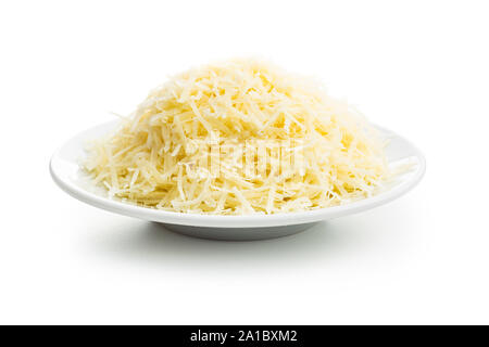 Bowl with tasty Parmesan cheese and grater on white background Stock Photo  - Alamy