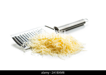 Bowl with tasty Parmesan cheese and grater on white background Stock Photo  - Alamy