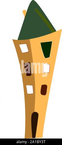 Yellow buidling, illustration, vector on white background. Stock Vector
