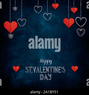 Hand drawn chalk lettering Happy Valentine's Day Stock Photo