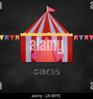 Circus Tent origami paperon blackboard Stock Photo