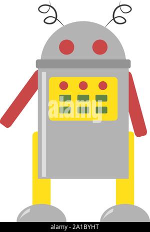 Robot, illustration, vector on white background. Stock Vector