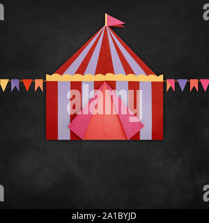 Circus Tent origami paper on blackboard Stock Photo