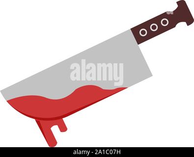 Bloody knife, illustration, vector on white background. Stock Vector