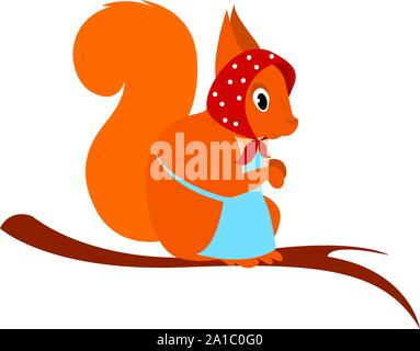 Little squirrel, illustration, vector on white background. Stock Vector