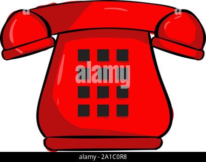 Retro red telephone, illustration, vector on white background. Stock Vector