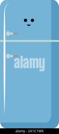Blue fridge, illustration, vector on white background. Stock Vector