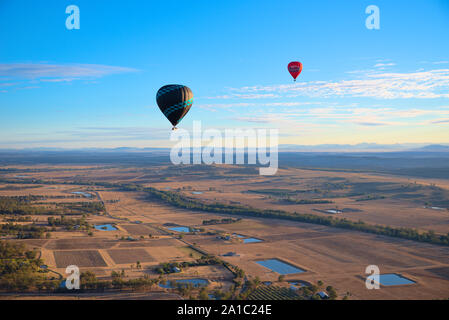 Hot air ballooning over the hunter valley Stock Photo