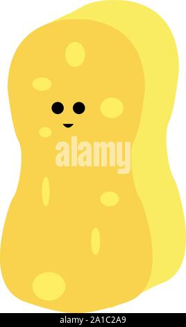 Yellow sponge, illustration, vector on white background. Stock Vector