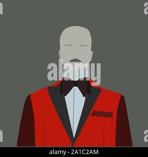 Man wearing smoking, illustration, vector on white background. Stock Vector