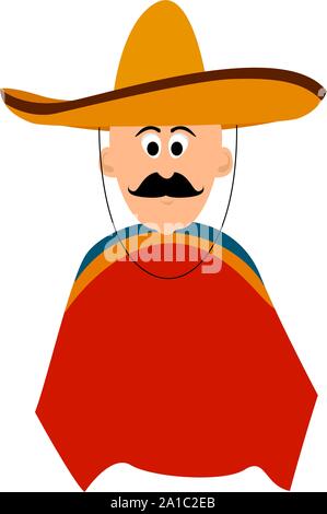 Mexican man, illustration, vector on white background. Stock Vector