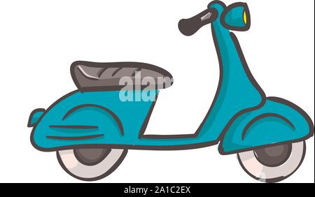 Green scooter, illustration, vector on white background. Stock Vector