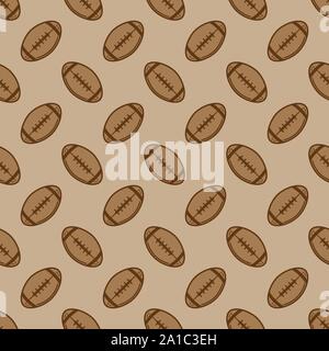 Seamless color American football balls pattern background Stock Vector