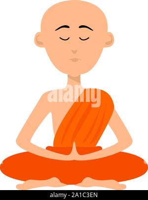 Tibetan monk, illustration, vector on white background. Stock Vector