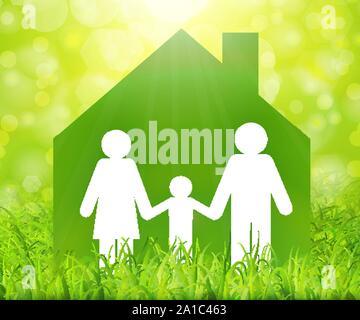 Happy family in sweet home vector background Stock Vector