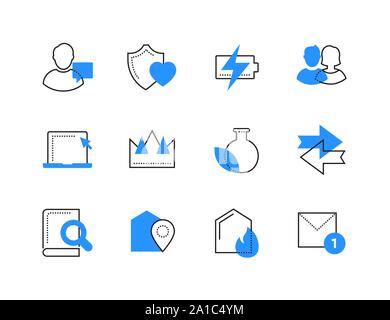 Online communication technology color line icons set Stock Vector