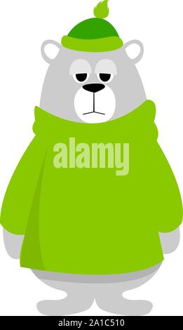 White bear, illustration, vector on white background. Stock Vector