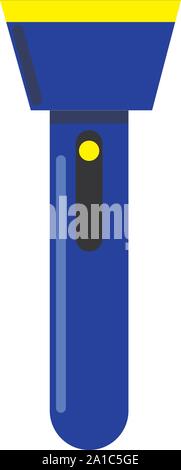 Blue flashlight, illustration, vector on white background. Stock Vector