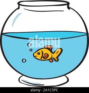 Fish in bowl, illustration, vector on white background. Stock Vector